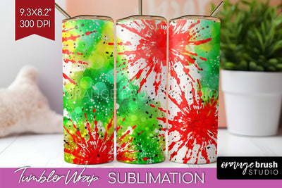Christmas Tie Dye Tumbler Wrap, Glitter Tumbler Sublimation Sublimation OrangeBrushStudio 