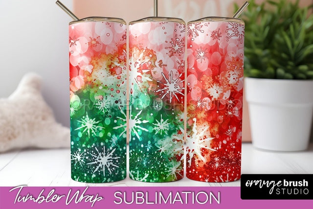 Christmas Tie Dye Tumbler Wrap, Glitter Tumbler Sublimation Sublimation OrangeBrushStudio 