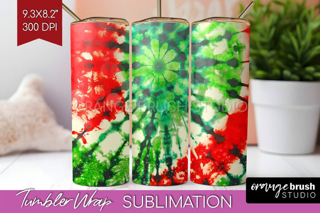 Christmas Tie Dye Tumbler Wrap, Glitter Tumbler Sublimation Sublimation OrangeBrushStudio 