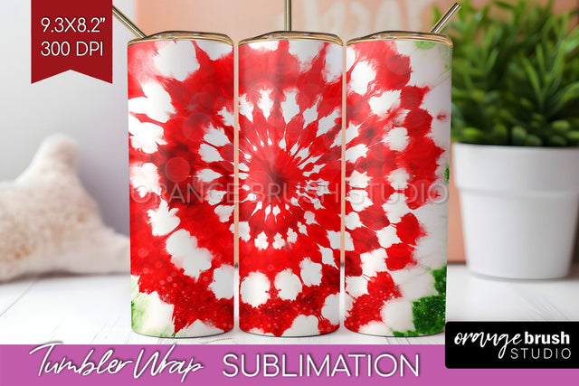 Christmas Tie Dye Tumbler Wrap, Glitter Tumbler Sublimation Sublimation OrangeBrushStudio 