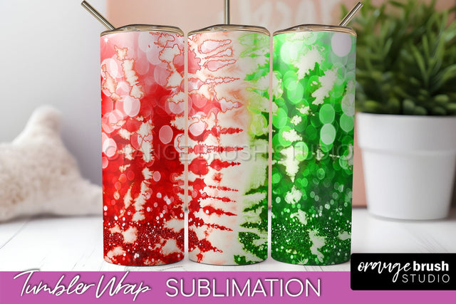 Christmas Tie Dye Tumbler Wrap, Glitter Tumbler Sublimation Sublimation OrangeBrushStudio 