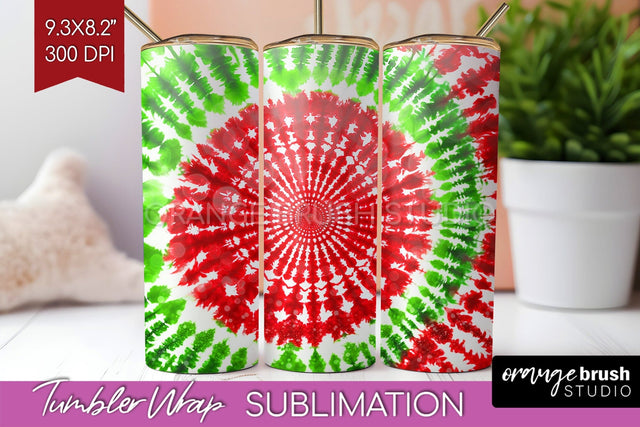 Christmas Tie Dye Tumbler Wrap, Glitter Tumbler Sublimation Sublimation OrangeBrushStudio 