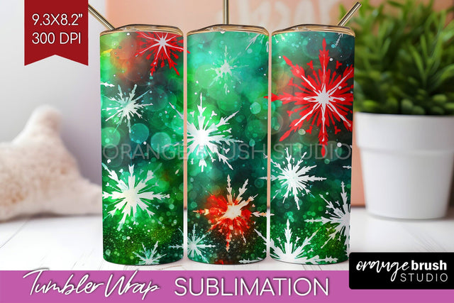 Christmas Tie Dye Tumbler Wrap, Glitter Tumbler Sublimation Sublimation OrangeBrushStudio 