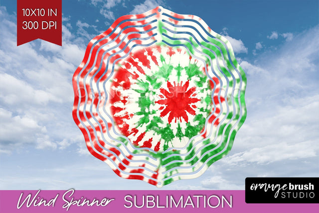 Christmas Tie Dye Wind Spinner PNG - Glitter Background Sublimation OrangeBrushStudio 