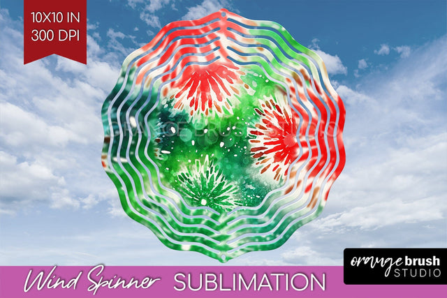 Christmas Tie Dye Wind Spinner PNG - Glitter Background Sublimation OrangeBrushStudio 