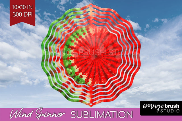 Christmas Tie Dye Wind Spinner PNG - Glitter Background Sublimation OrangeBrushStudio 