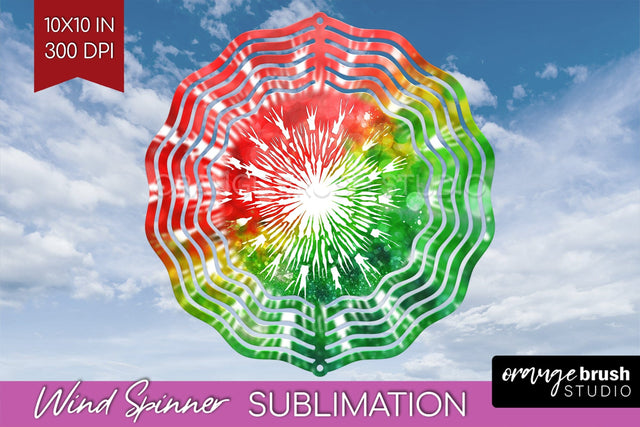 Christmas Tie Dye Wind Spinner PNG - Glitter Background Sublimation OrangeBrushStudio 