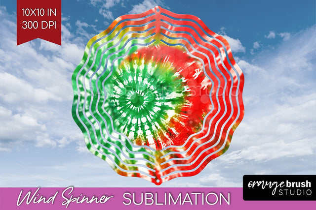 Christmas Tie Dye Wind Spinner PNG - Glitter Background Sublimation OrangeBrushStudio 