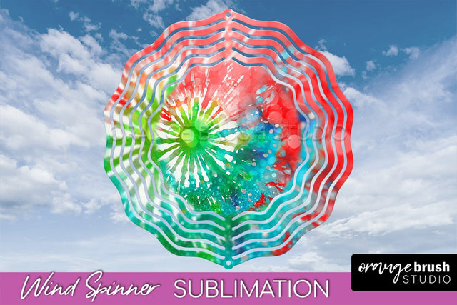 Christmas Tie Dye Wind Spinner PNG - Glitter Background Sublimation OrangeBrushStudio 