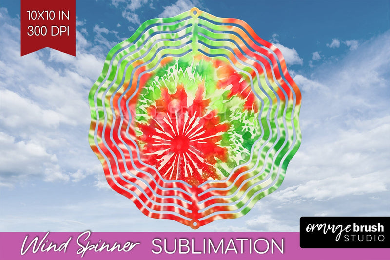 Christmas Tie Dye Wind Spinner PNG - Glitter Background Sublimation OrangeBrushStudio 