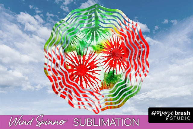 Christmas Tie Dye Wind Spinner PNG - Glitter Background Sublimation OrangeBrushStudio 