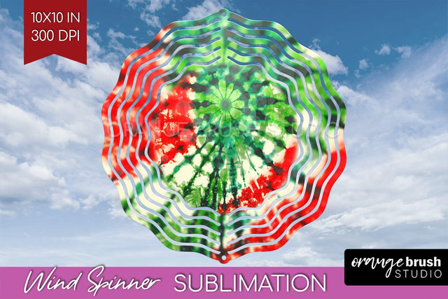 Christmas Tie Dye Wind Spinner PNG - Glitter Background Sublimation OrangeBrushStudio 