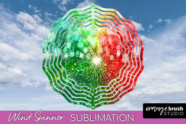 Christmas Tie Dye Wind Spinner PNG - Glitter Background Sublimation OrangeBrushStudio 