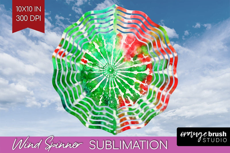 Christmas Tie Dye Wind Spinner PNG - Glitter Background Sublimation OrangeBrushStudio 