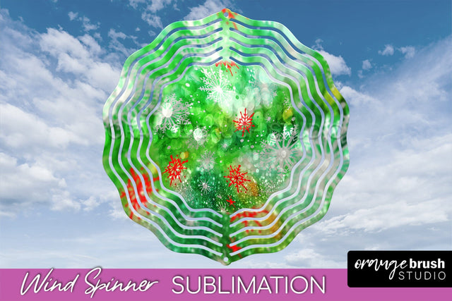 Christmas Tie Dye Wind Spinner PNG - Glitter Background Sublimation OrangeBrushStudio 