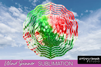 Christmas Tie Dye Wind Spinner PNG - Glitter Background Sublimation OrangeBrushStudio 