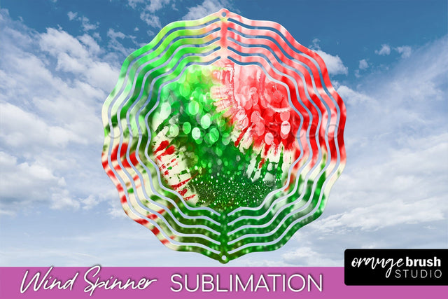Christmas Tie Dye Wind Spinner PNG - Glitter Background Sublimation OrangeBrushStudio 