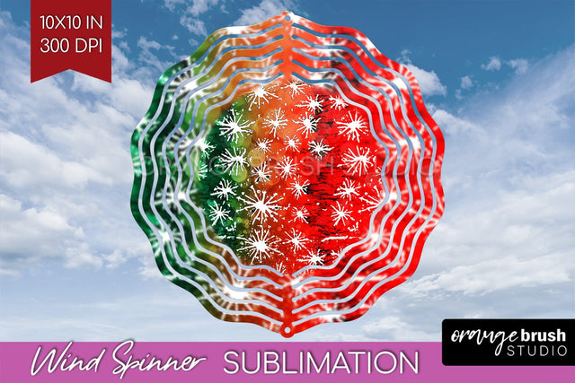 Christmas Tie Dye Wind Spinner PNG - Glitter Background Sublimation OrangeBrushStudio 