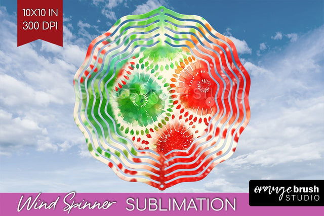 Christmas Tie Dye Wind Spinner PNG - Glitter Background Sublimation OrangeBrushStudio 