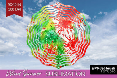 Christmas Tie Dye Wind Spinner PNG - Glitter Background Sublimation OrangeBrushStudio 