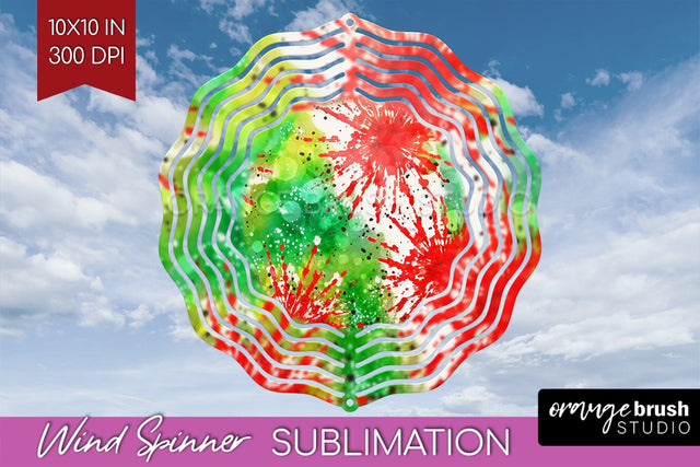 Christmas Tie Dye Wind Spinner PNG - Glitter Background Sublimation OrangeBrushStudio 
