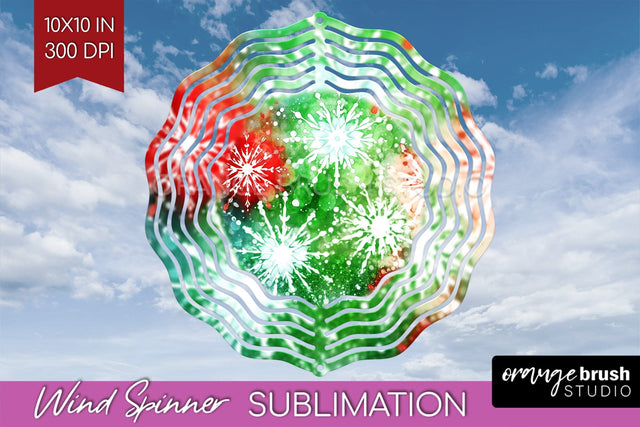 Christmas Tie Dye Wind Spinner PNG - Glitter Background Sublimation OrangeBrushStudio 