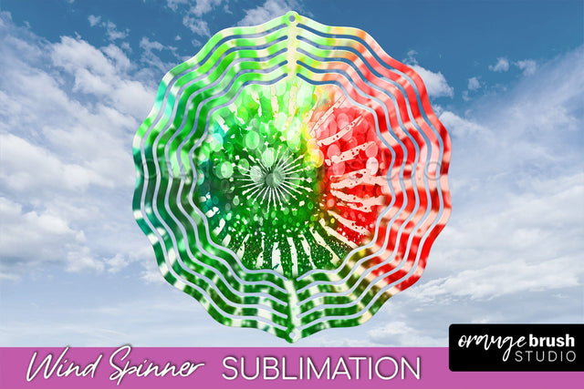 Christmas Tie Dye Wind Spinner PNG - Glitter Background Sublimation OrangeBrushStudio 