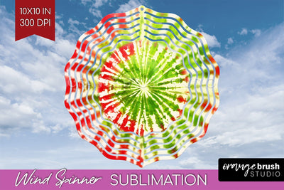 Christmas Tie Dye Wind Spinner PNG - Glitter Background Sublimation OrangeBrushStudio 