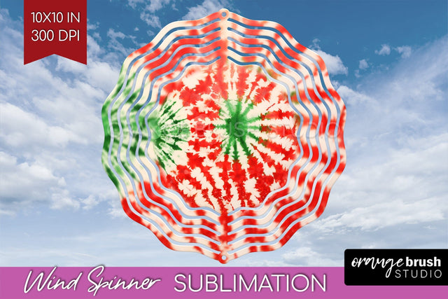 Christmas Tie Dye Wind Spinner PNG - Glitter Background Sublimation OrangeBrushStudio 