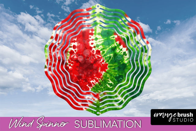 Christmas Tie Dye Wind Spinner PNG - Glitter Background Sublimation OrangeBrushStudio 