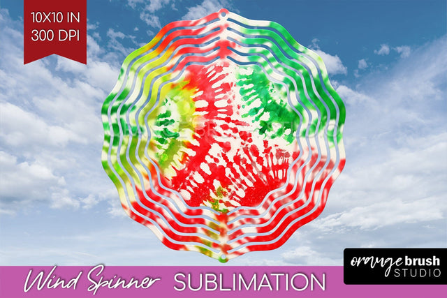 Christmas Tie Dye Wind Spinner PNG - Glitter Background Sublimation OrangeBrushStudio 
