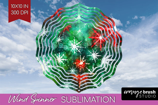 Christmas Tie Dye Wind Spinner PNG - Glitter Background Sublimation OrangeBrushStudio 