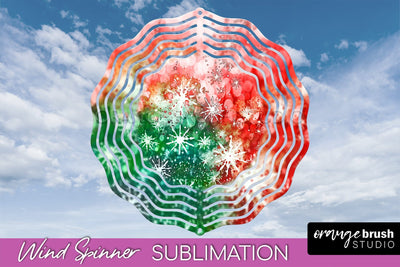 Christmas Tie Dye Wind Spinner PNG - Glitter Background Sublimation OrangeBrushStudio 