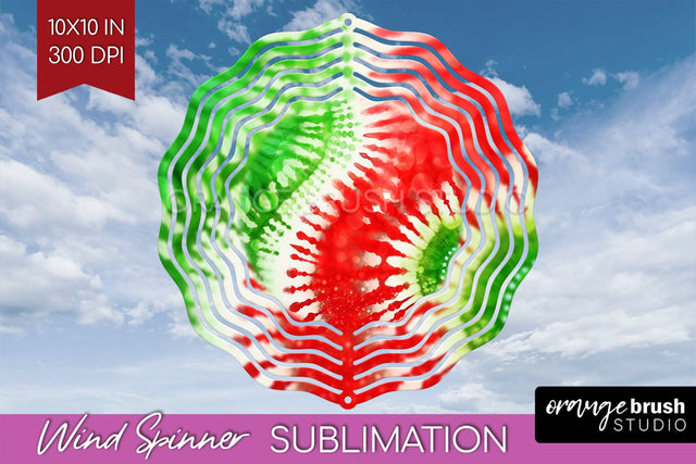 Christmas Tie Dye Wind Spinner PNG - Glitter Background Sublimation OrangeBrushStudio 