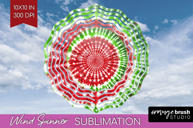Christmas Tie Dye Wind Spinner PNG - Glitter Background Sublimation OrangeBrushStudio 