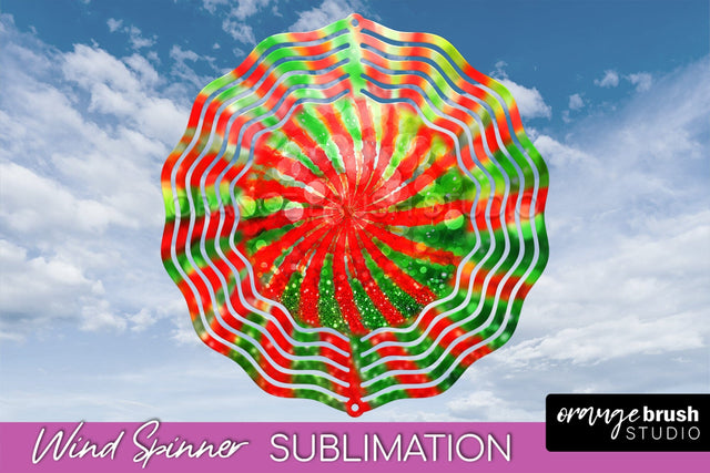 Christmas Tie Dye Wind Spinner PNG - Glitter Background Sublimation OrangeBrushStudio 