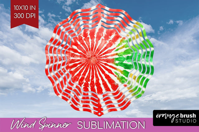 Christmas Tie Dye Wind Spinner PNG - Glitter Background Sublimation OrangeBrushStudio 