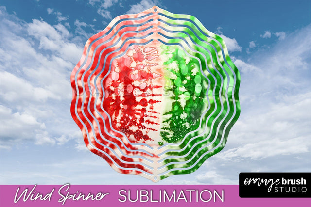 Christmas Tie Dye Wind Spinner PNG - Glitter Background Sublimation OrangeBrushStudio 