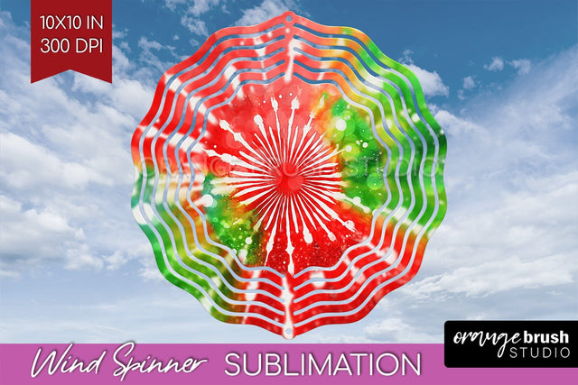 Christmas Tie Dye Wind Spinner PNG - Glitter Background Sublimation OrangeBrushStudio 