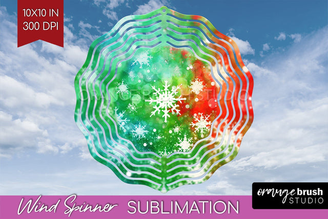 Christmas Tie Dye Wind Spinner PNG - Glitter Background Sublimation OrangeBrushStudio 