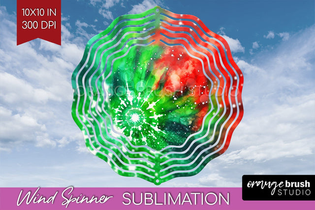 Christmas Tie Dye Wind Spinner PNG - Glitter Background Sublimation OrangeBrushStudio 