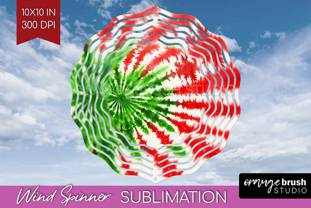 Christmas Tie Dye Wind Spinner PNG - Glitter Background Sublimation OrangeBrushStudio 