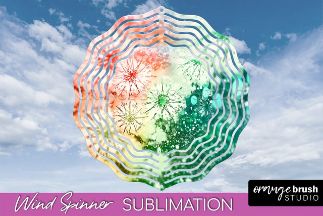 Christmas Tie Dye Wind Spinner PNG - Glitter Background Sublimation OrangeBrushStudio 