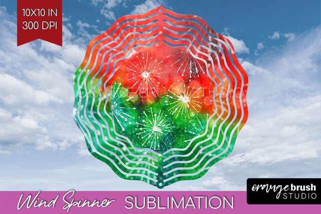 Christmas Tie Dye Wind Spinner PNG - Glitter Background Sublimation OrangeBrushStudio 