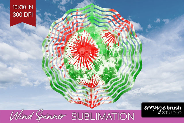 Christmas Tie Dye Wind Spinner PNG - Glitter Background Sublimation OrangeBrushStudio 