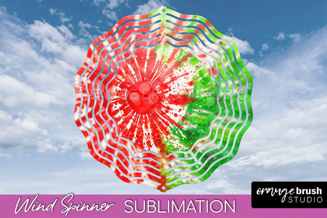 Christmas Tie Dye Wind Spinner PNG - Glitter Background Sublimation OrangeBrushStudio 