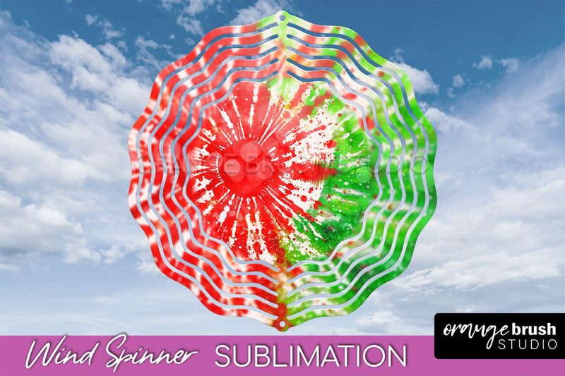 Christmas Tie Dye Wind Spinner PNG - Glitter Background Sublimation OrangeBrushStudio 