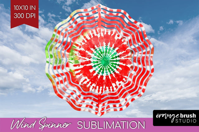 Christmas Tie Dye Wind Spinner PNG - Glitter Background Sublimation OrangeBrushStudio 