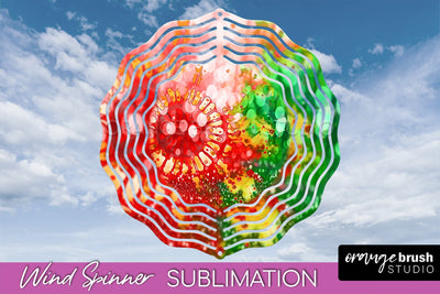 Christmas Tie Dye Wind Spinner PNG - Glitter Background Sublimation OrangeBrushStudio 