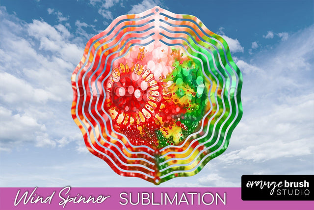 Christmas Tie Dye Wind Spinner PNG - Glitter Background Sublimation OrangeBrushStudio 